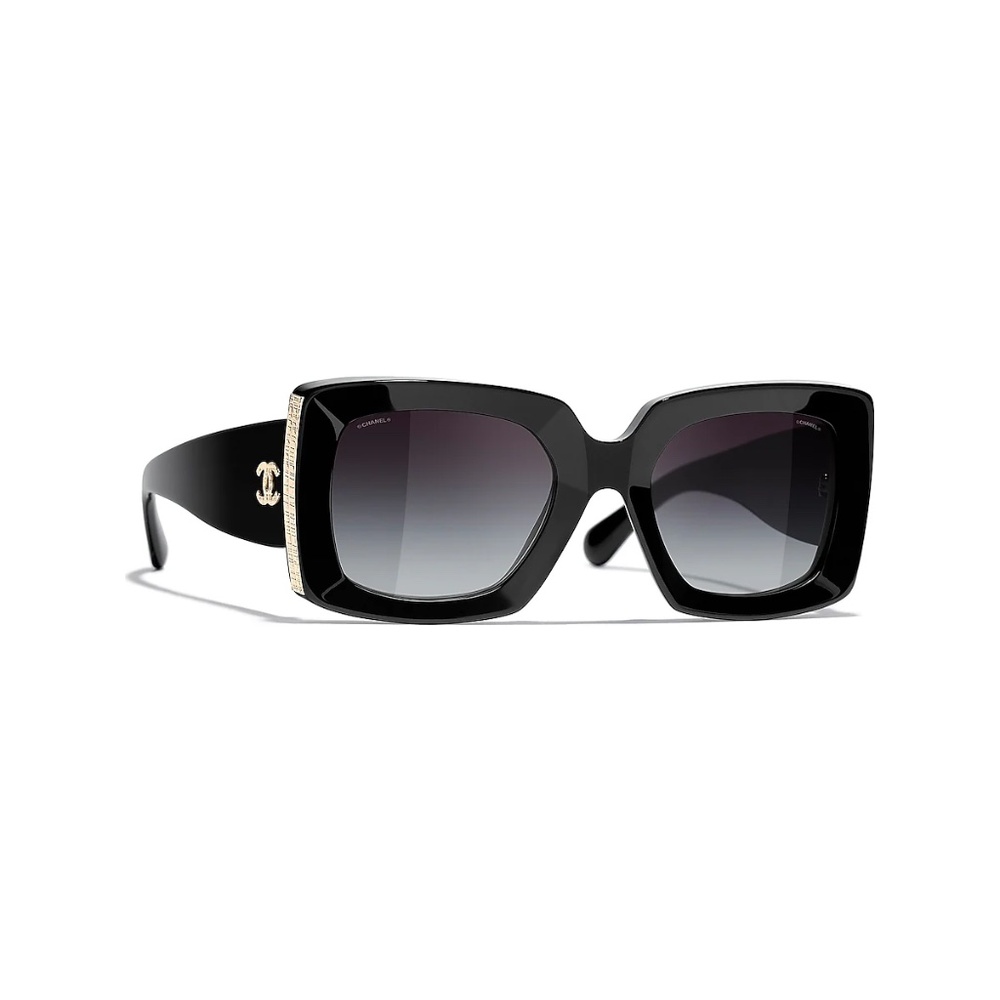 CHANEL Acetate Rectangle Sunglasses 5435-A Black!